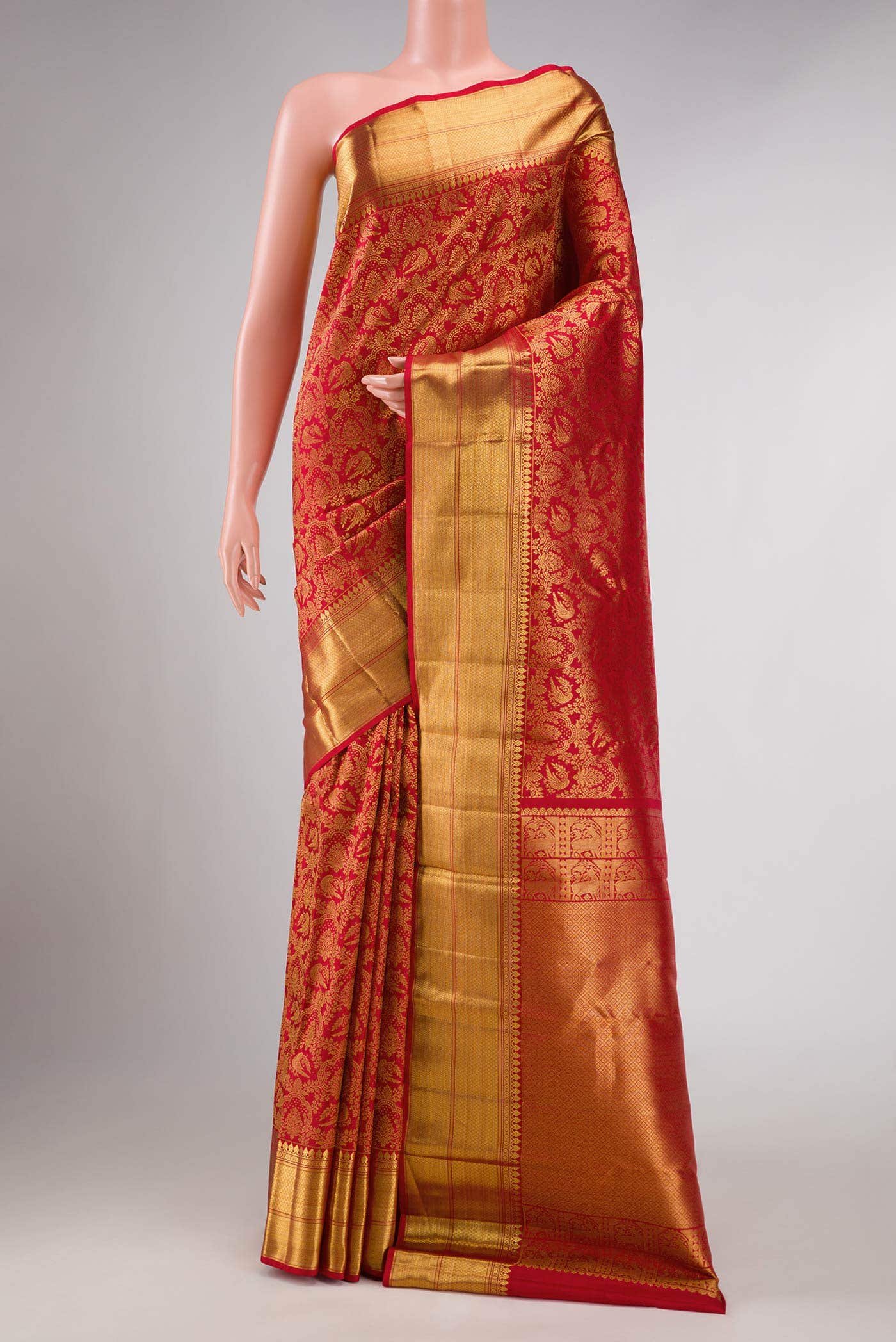Red Dual Tone Kanchipuram Silk Saree