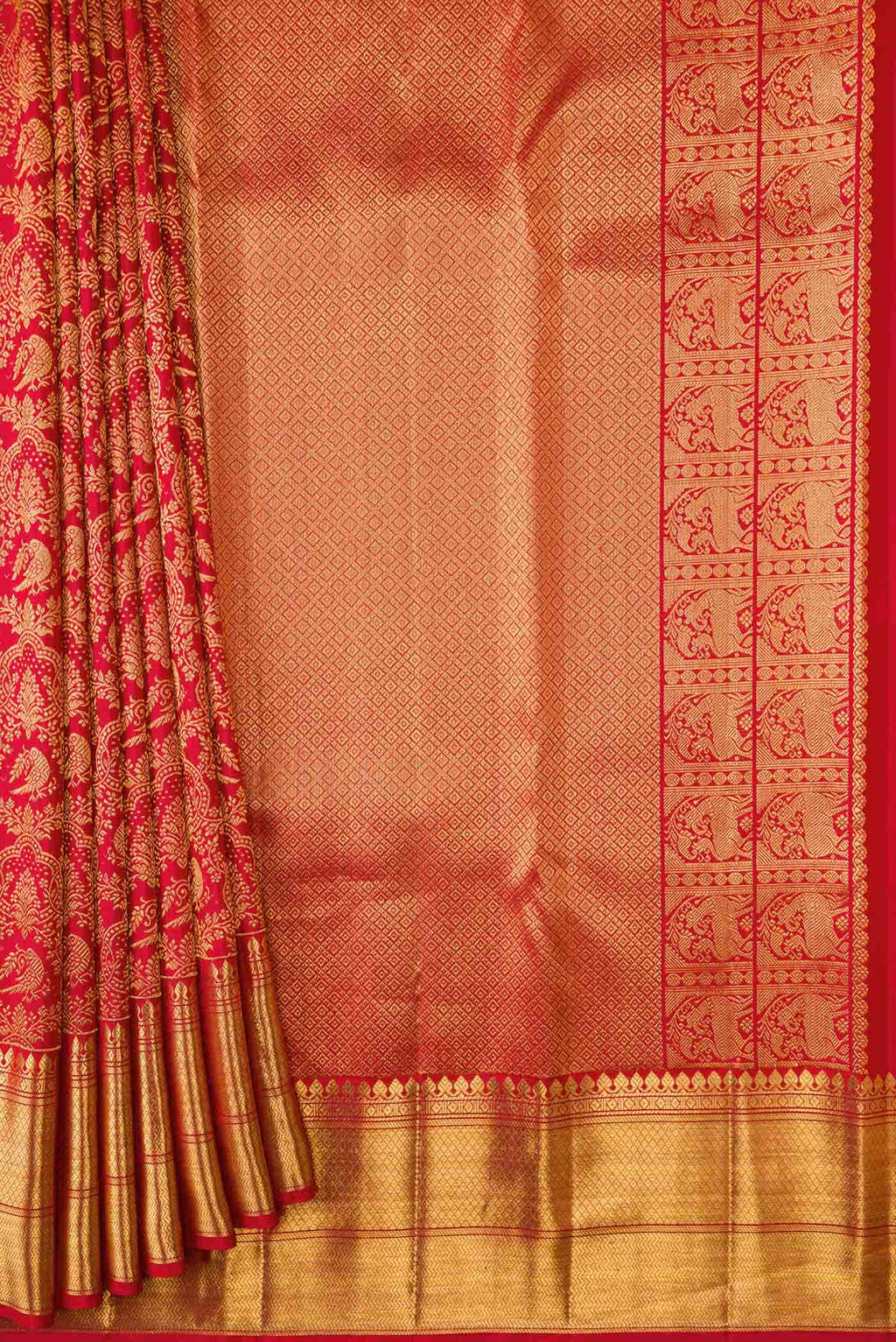 Red Dual Tone Kanchipuram Silk Saree