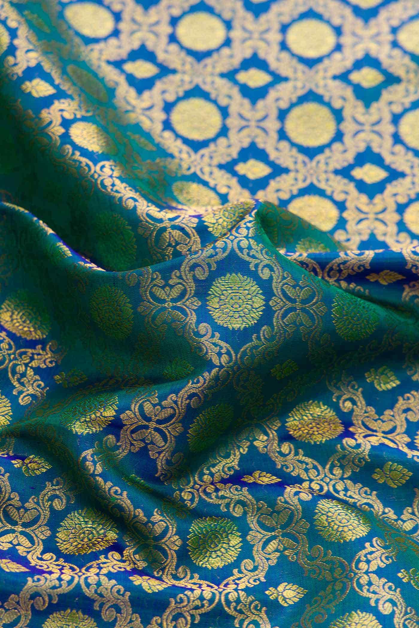 Peacock Blue Dual Tone Kanchipuram Silk Saree