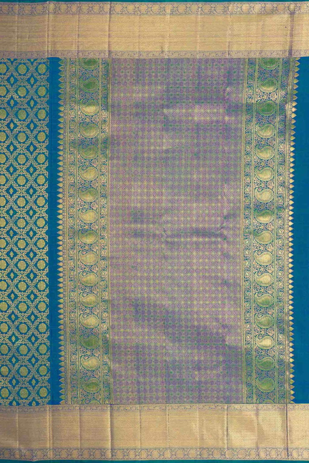 Peacock Blue Dual Tone Kanchipuram Silk Saree