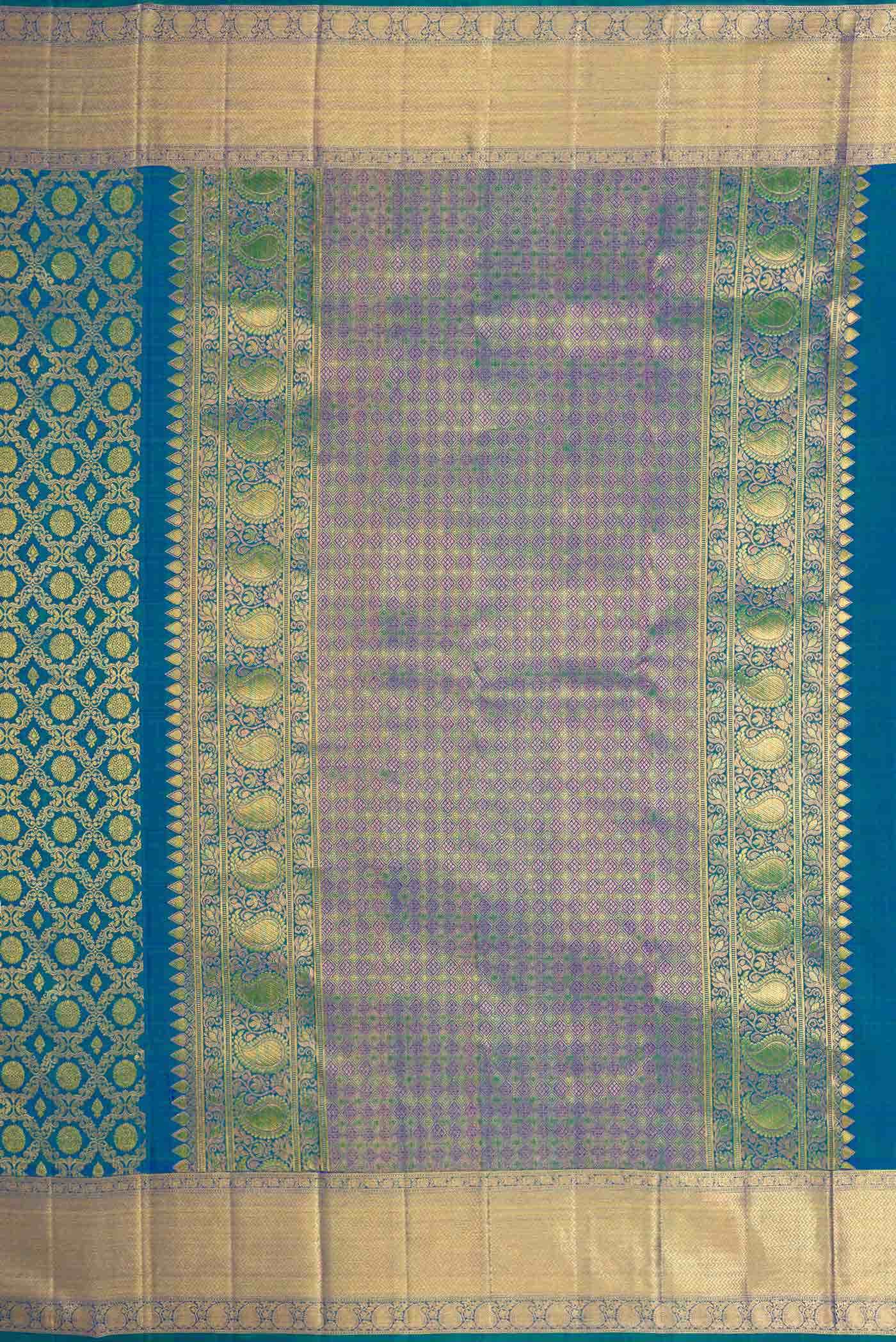 Peacock Blue Dual Tone Kanchipuram Silk Saree