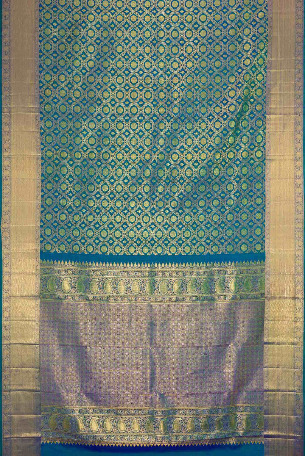 Peacock Blue Dual Tone Kanchipuram Silk Saree