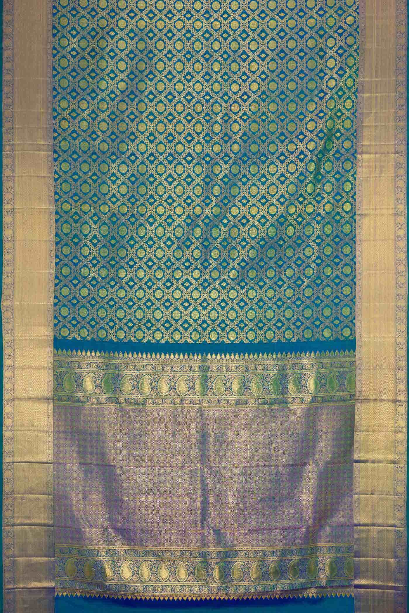 Peacock Blue Dual Tone Kanchipuram Silk Saree