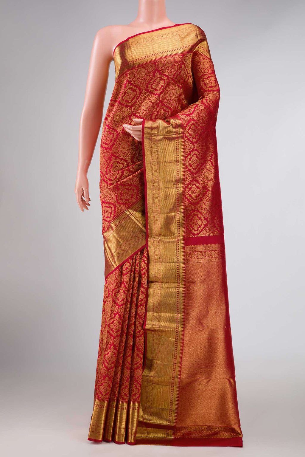 Red Dual Tone Kanchipuram Silk Saree