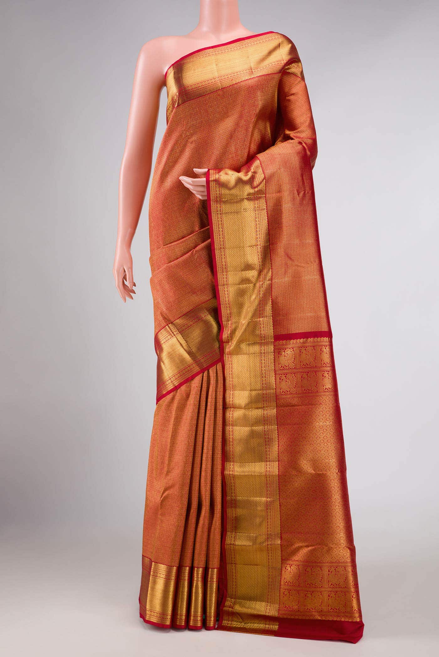 Red Dual Tone Kanchipuram Silk Saree