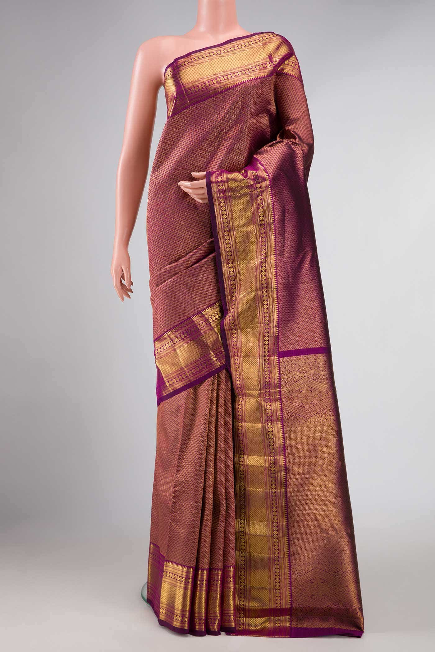 Magenta Dual Tone Kanchipuram Silk Saree