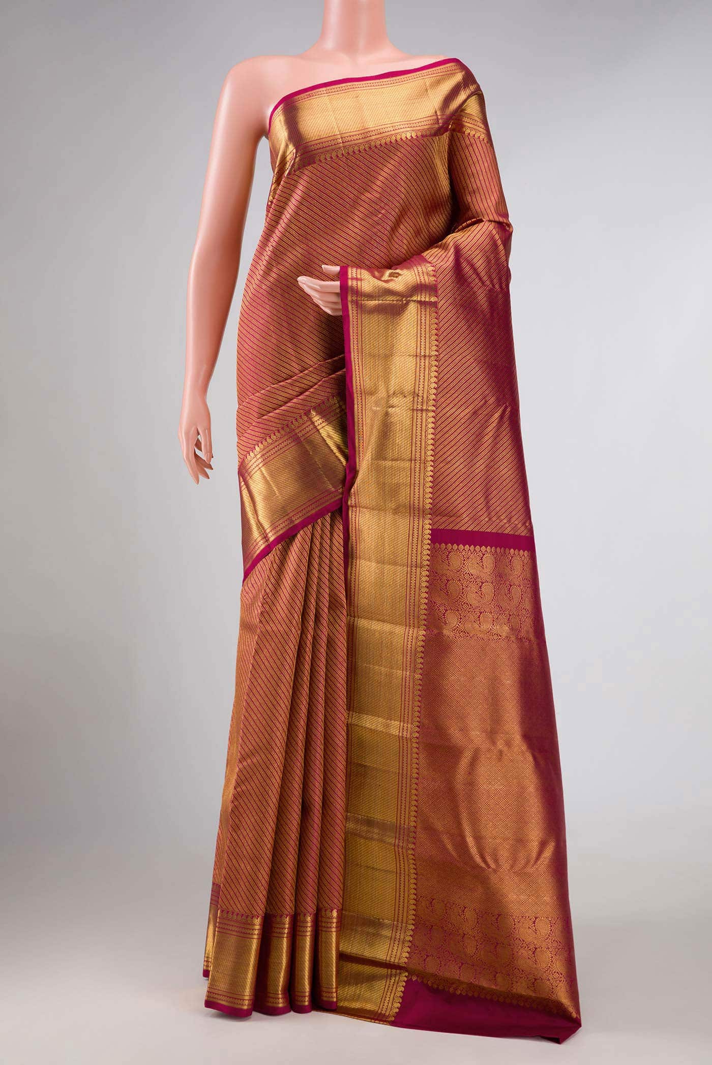 Maroon Dual Tone Kanchipuram Silk Saree