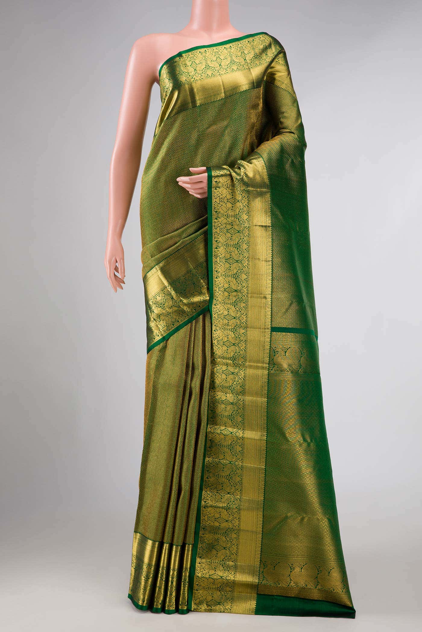 Green Dual Tone Kanchipuram Silk Saree