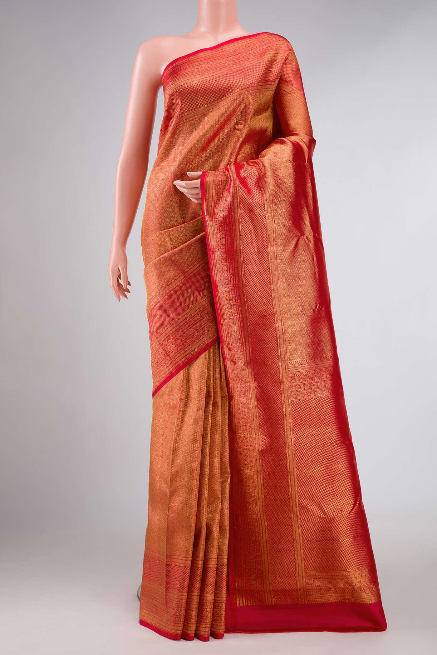 Red Dual Tone Kanchipuram Silk Saree