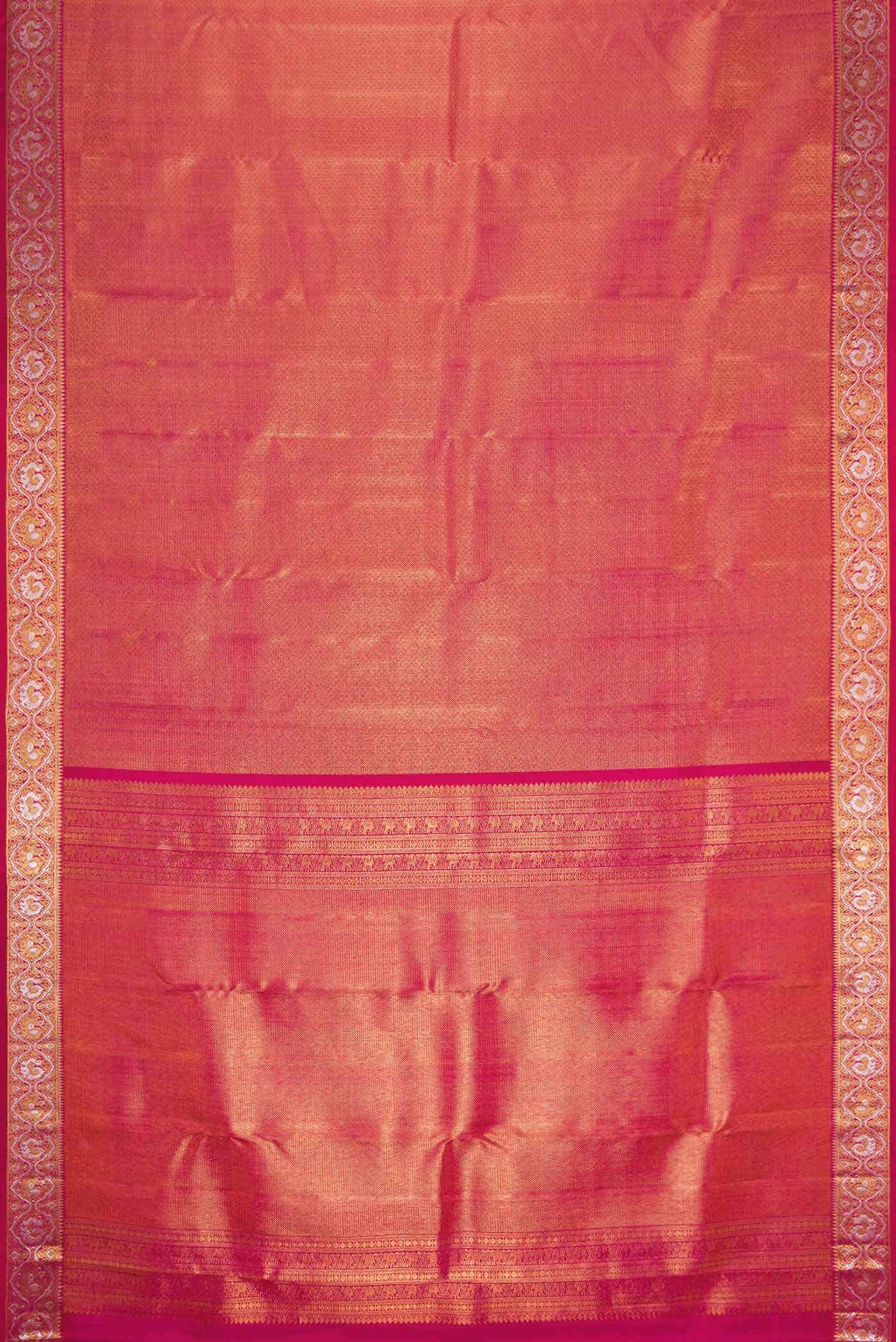 Dark Pink Dual Tone Kanchipuram Tissue Silk Saree