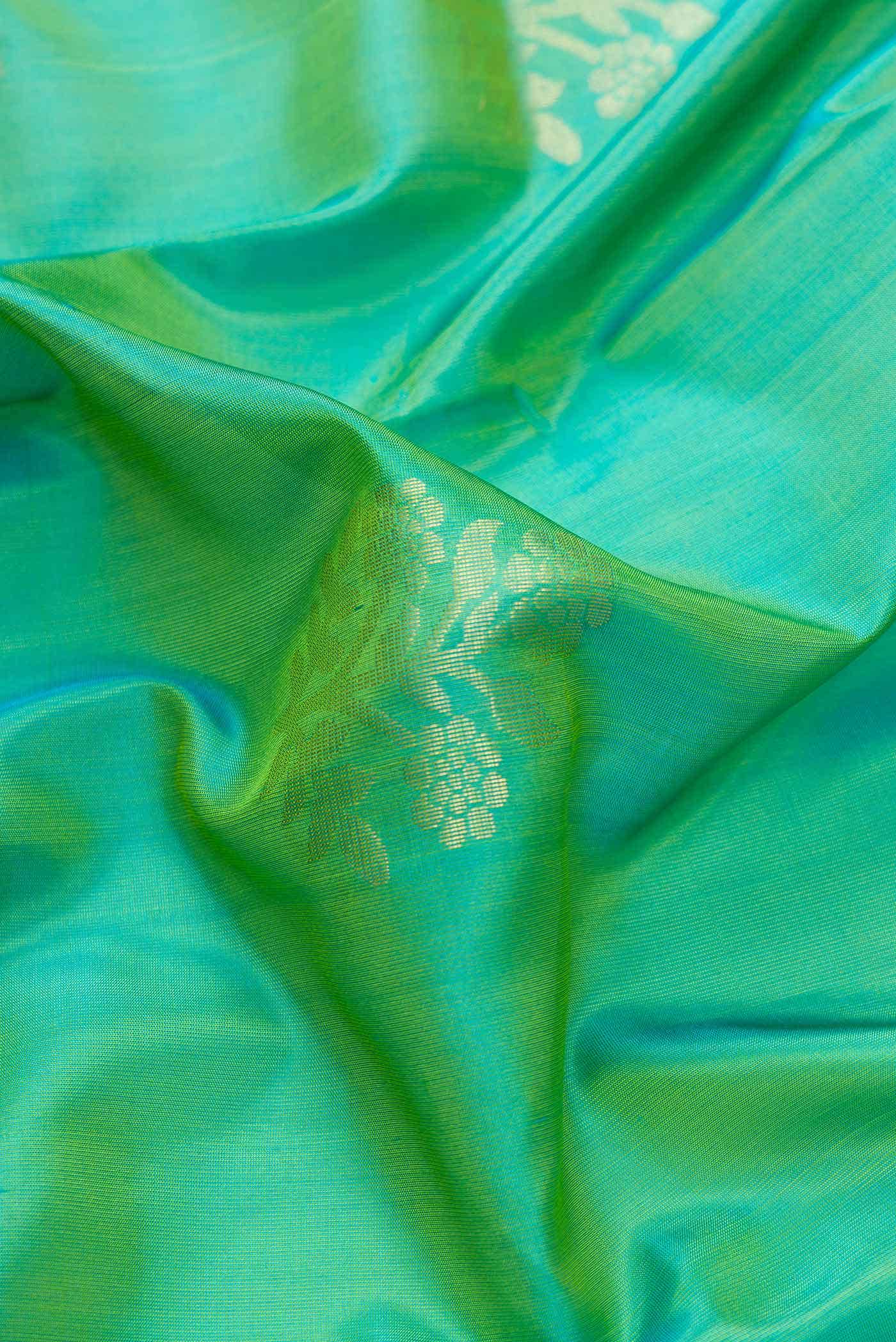 Green Dual Tone Soft Silk Saree