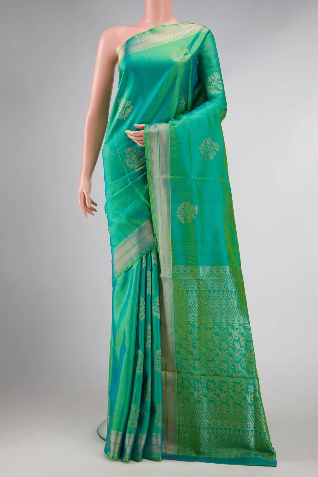 Green Dual Tone Soft Silk Saree