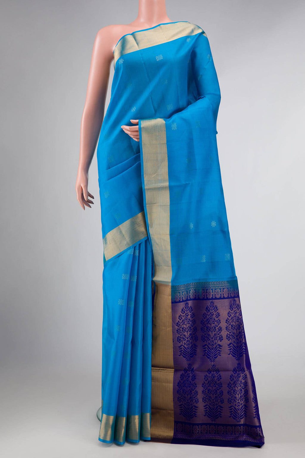 Sky Blue Dual Tone Soft Silk Saree