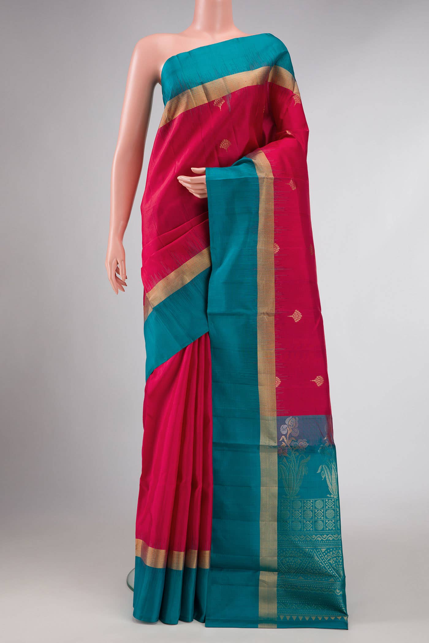 Dark Pink Dual Tone Soft Silk Saree
