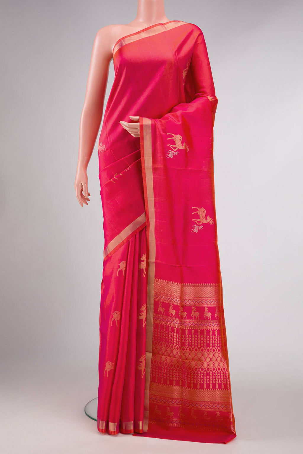 Dark Pink Dual Tone Soft Silk Saree
