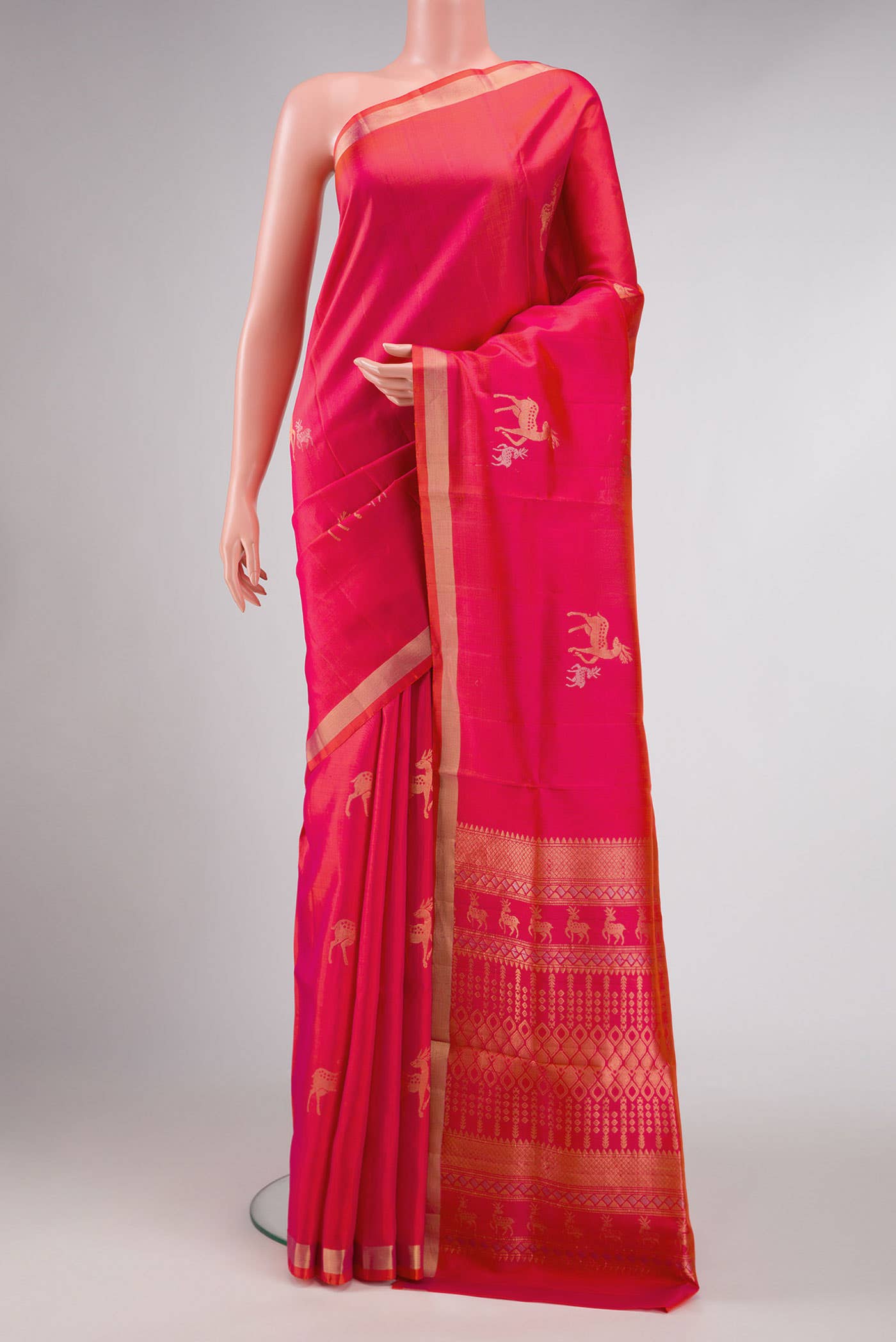 Dark Pink Dual Tone Soft Silk Saree