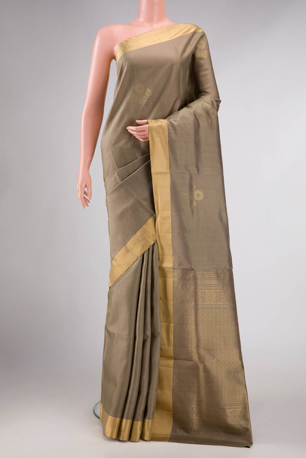Grey Dual Tone Soft Silk Saree