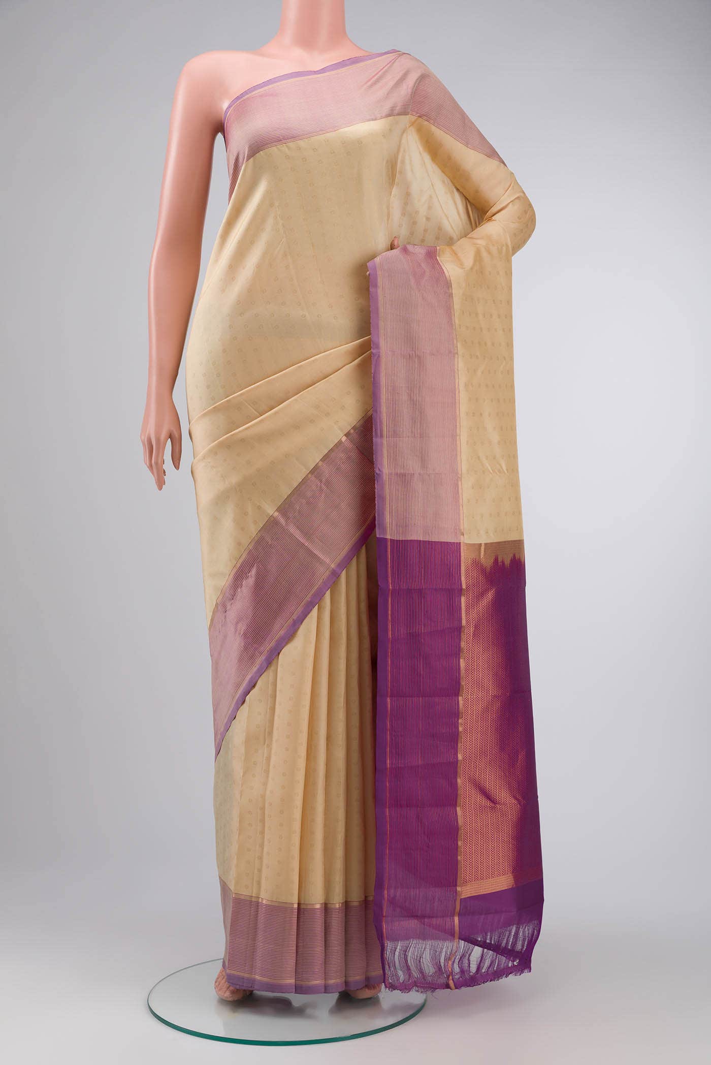 Beige Kanchipuram Silk Saree