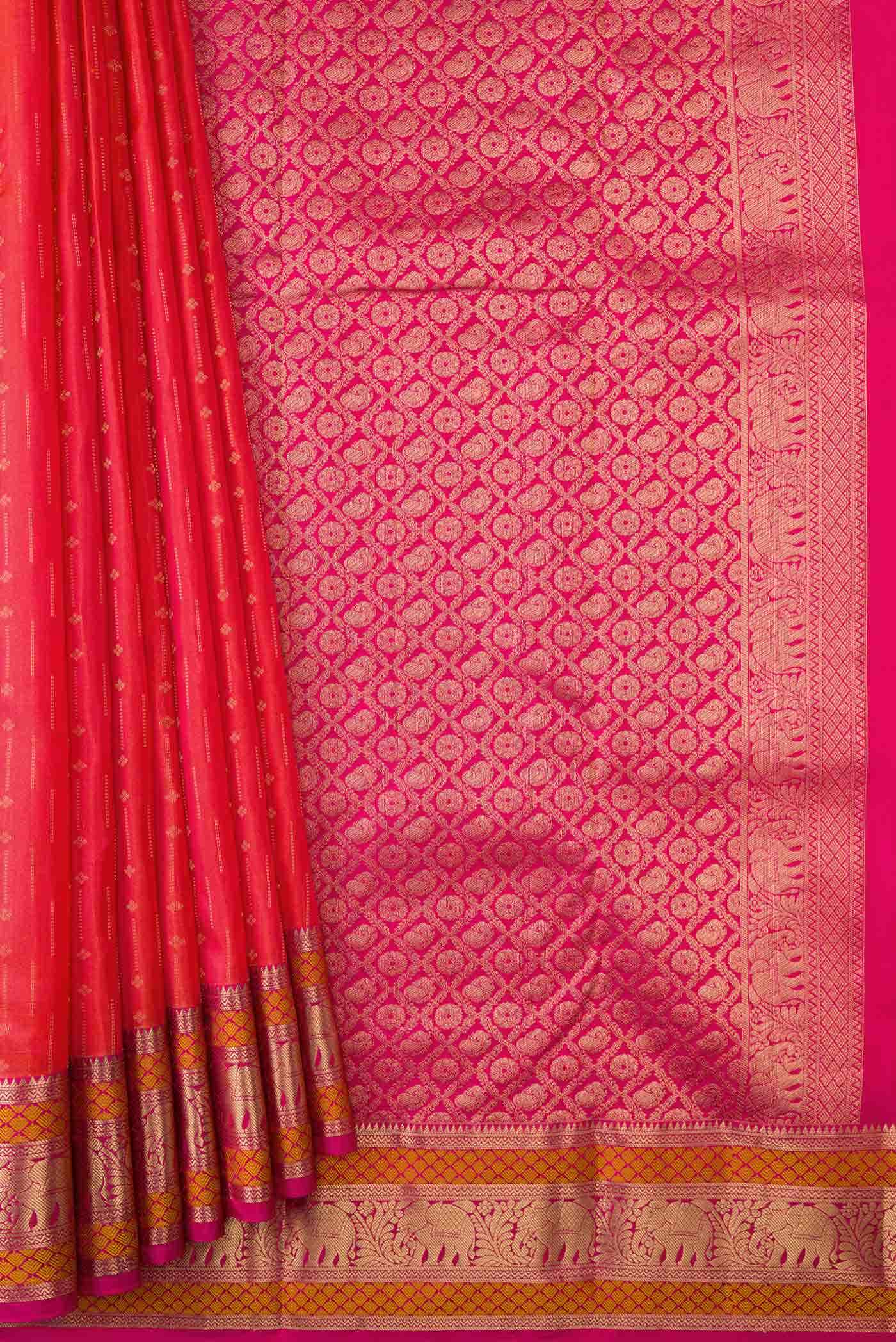 Brick Orange Dual Tone Kanchipuram Silk Saree