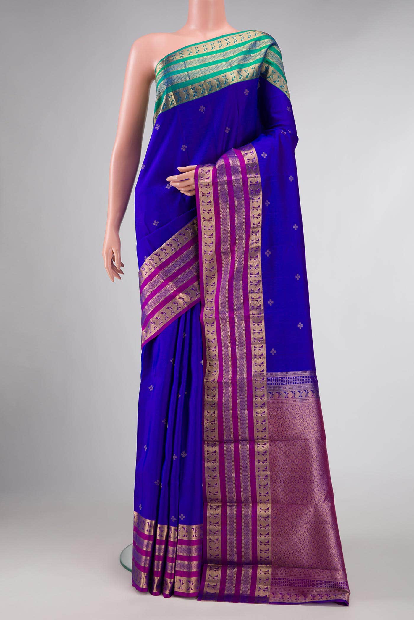 Royal Blue Dual Tone Kanchipuram Silk Saree