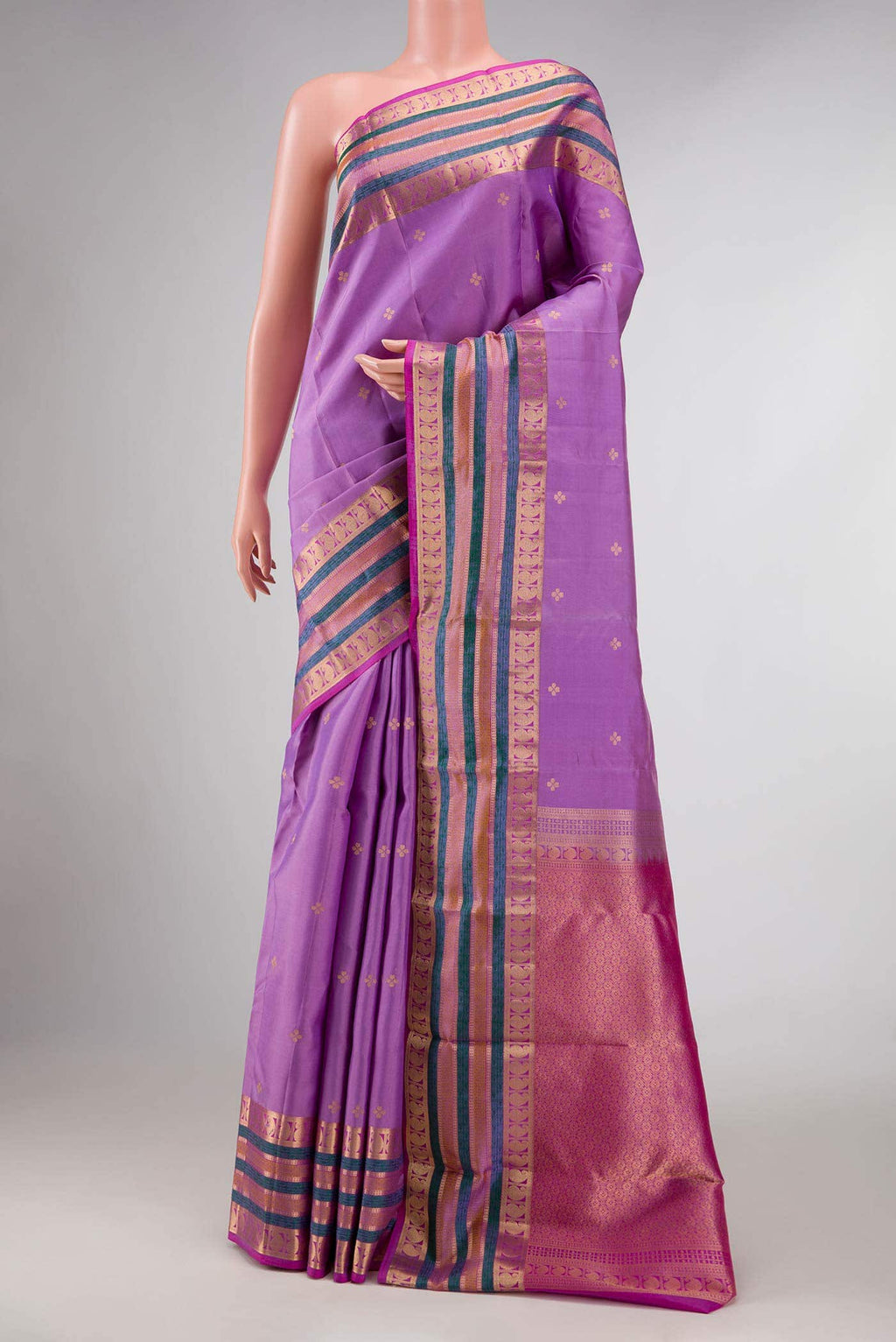 Lavender Dual Tone Kanchipuram Silk Saree