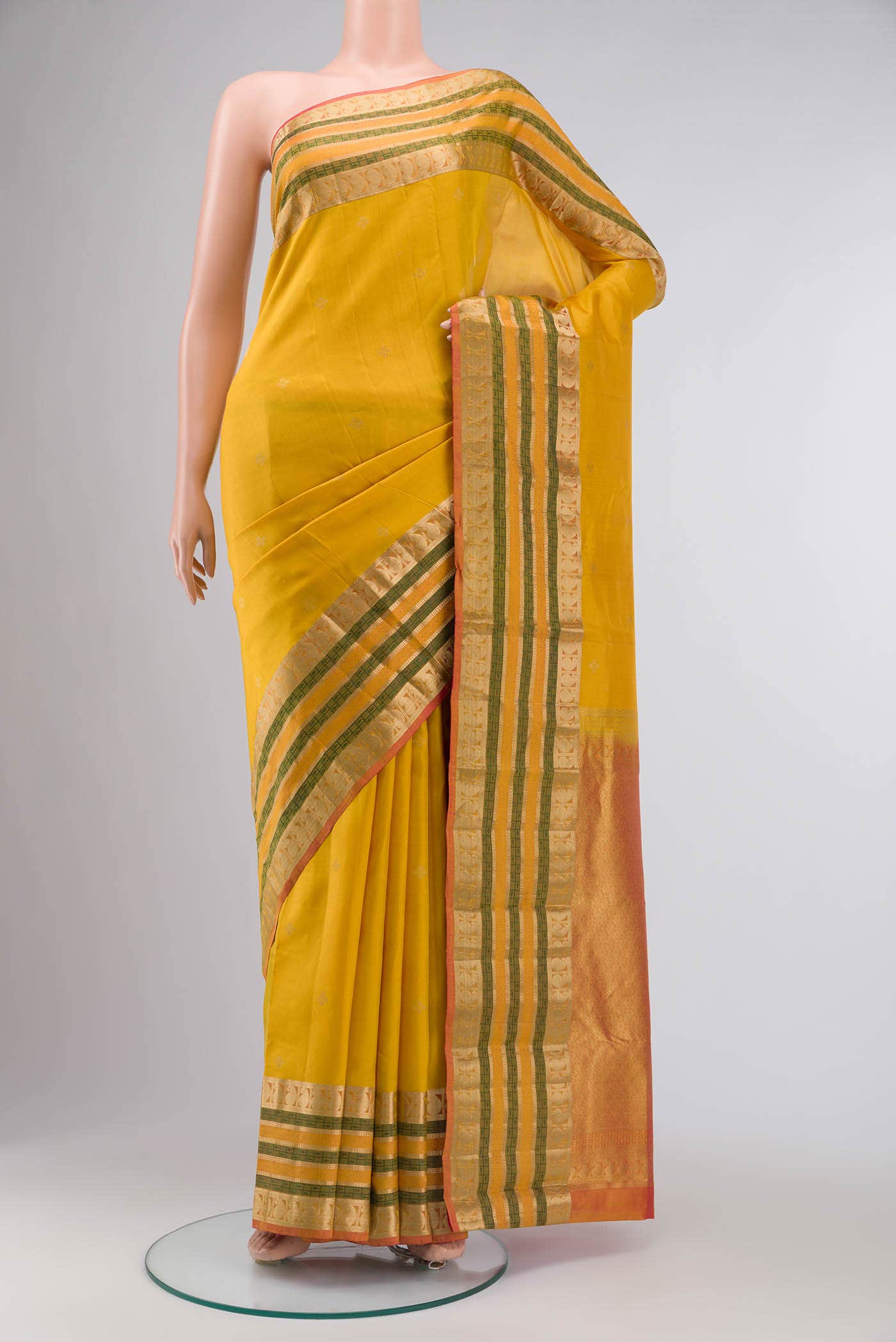 Mustard Kanchipuram Silk Saree