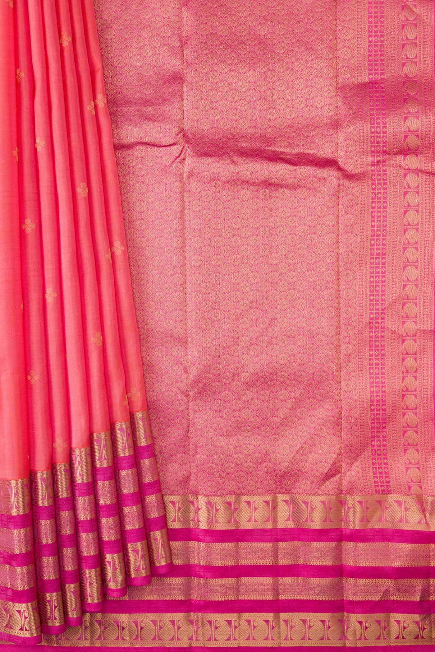 Peach Dual Tone Kanchipuram Silk Saree