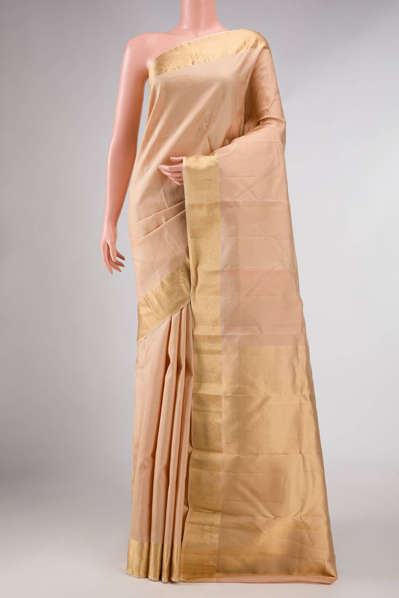 Rose Gold Dual Tone Kanchipuram Silk Saree