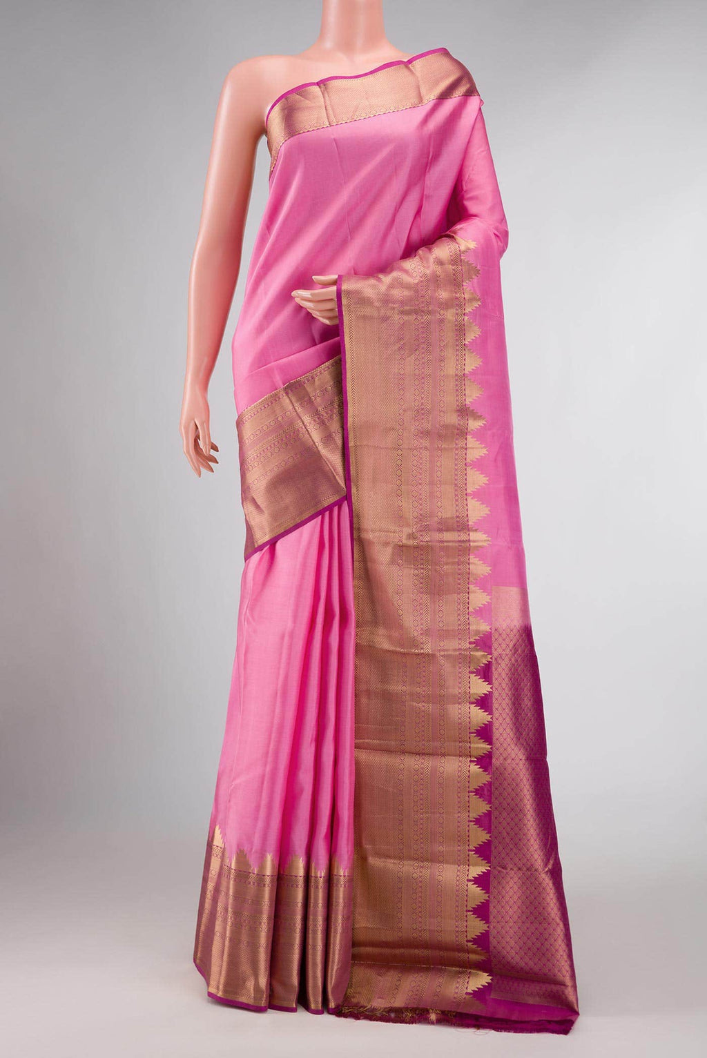 Pink Dual Tone Kanchipuram Silk Saree