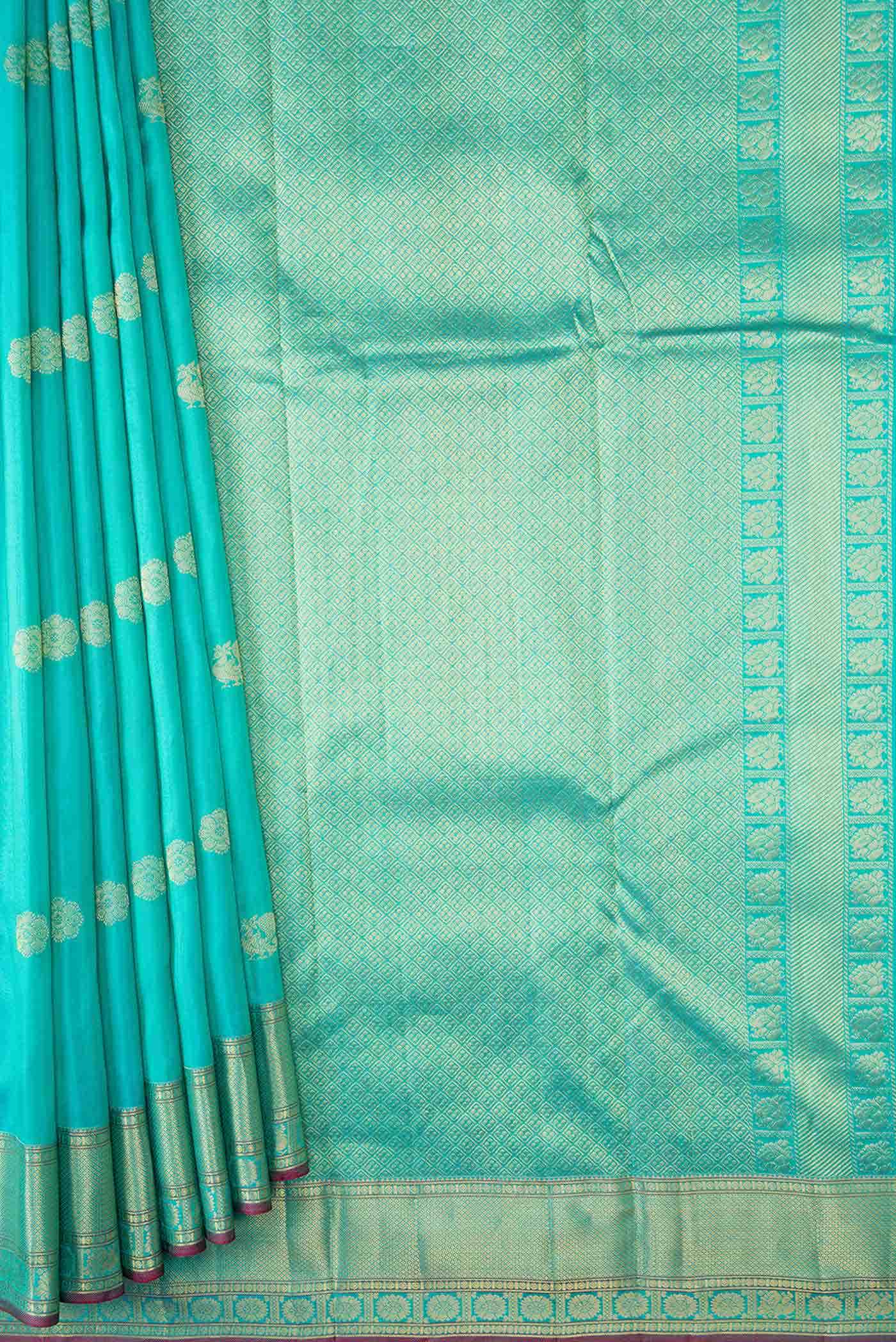 Sky Blue Dual Tone Kanchipuram Silk Saree