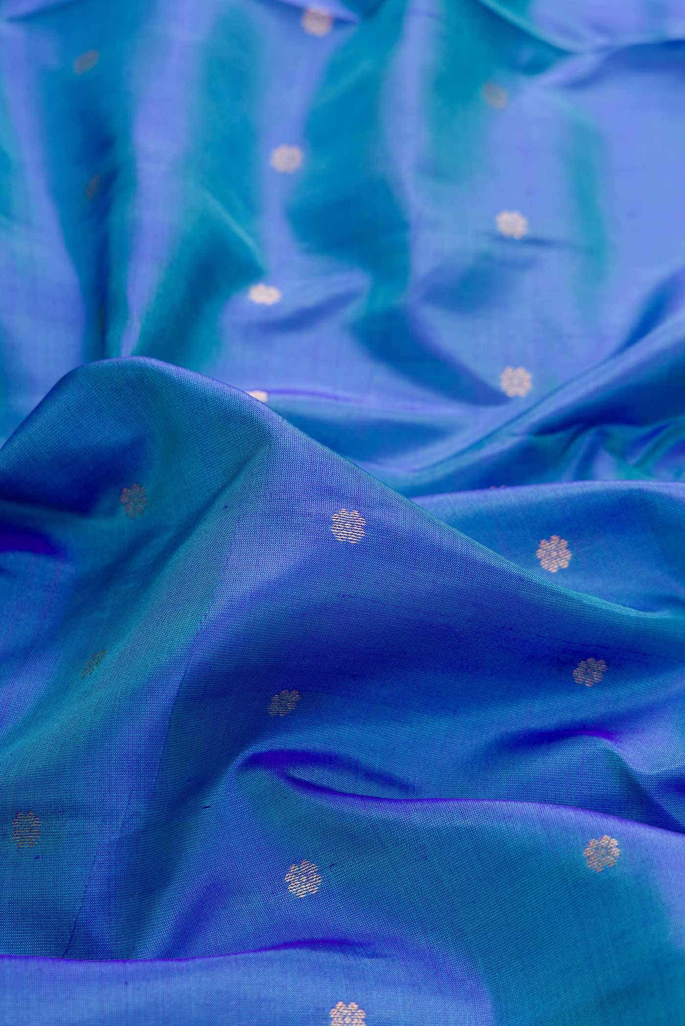Peacock Blue Dual Tone Kanchipuram Silk Saree