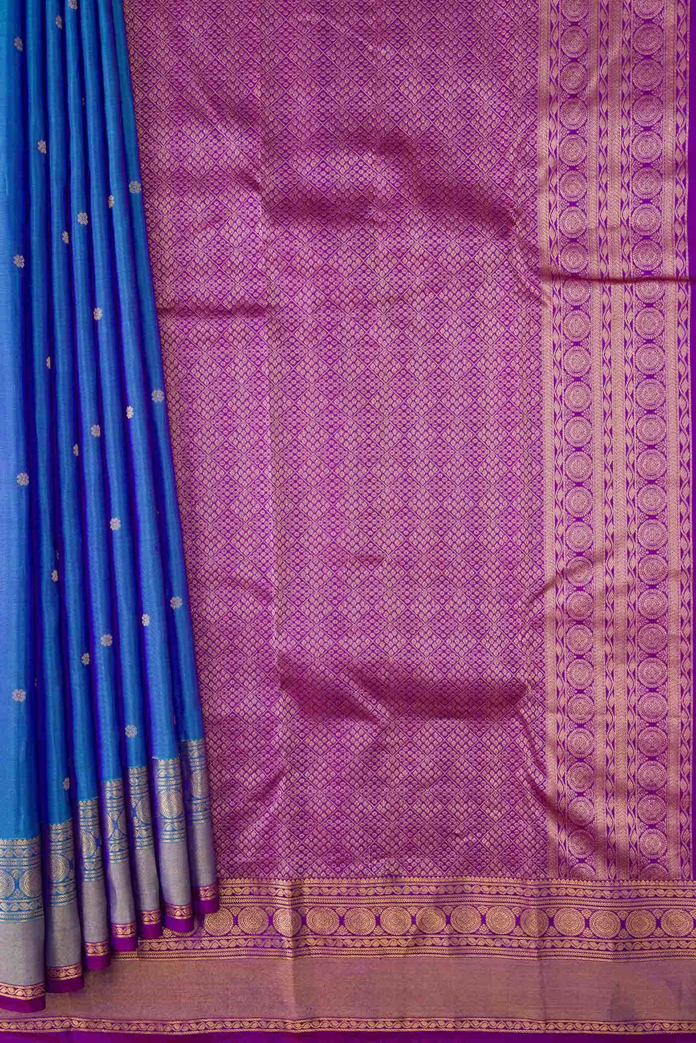 Peacock Blue Dual Tone Kanchipuram Silk Saree