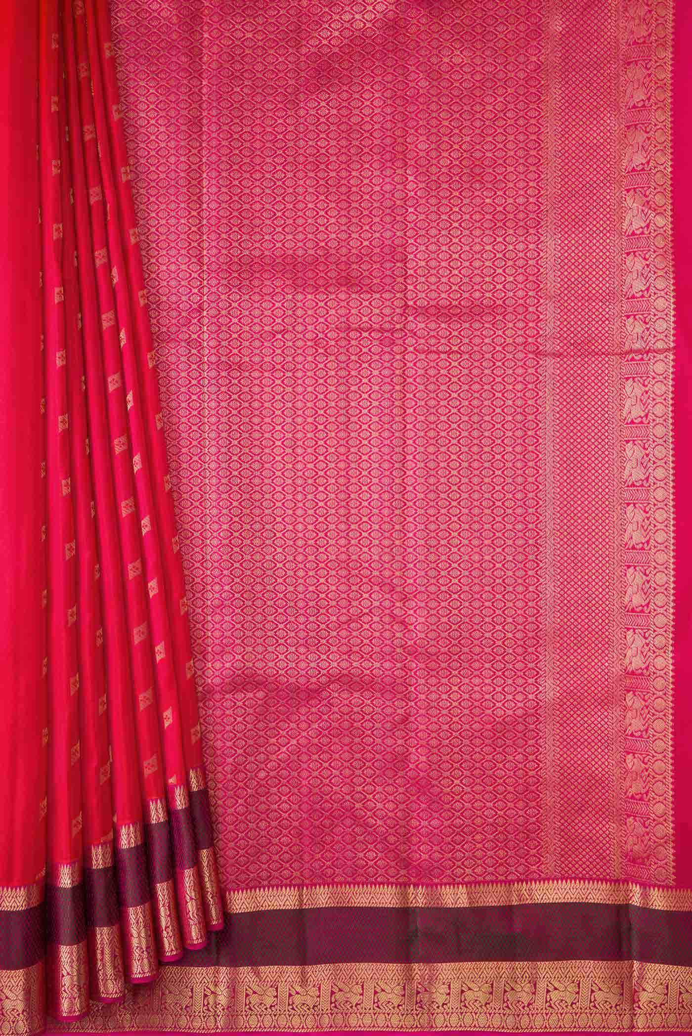 Coral Dual Tone Kanchipuram Silk Saree