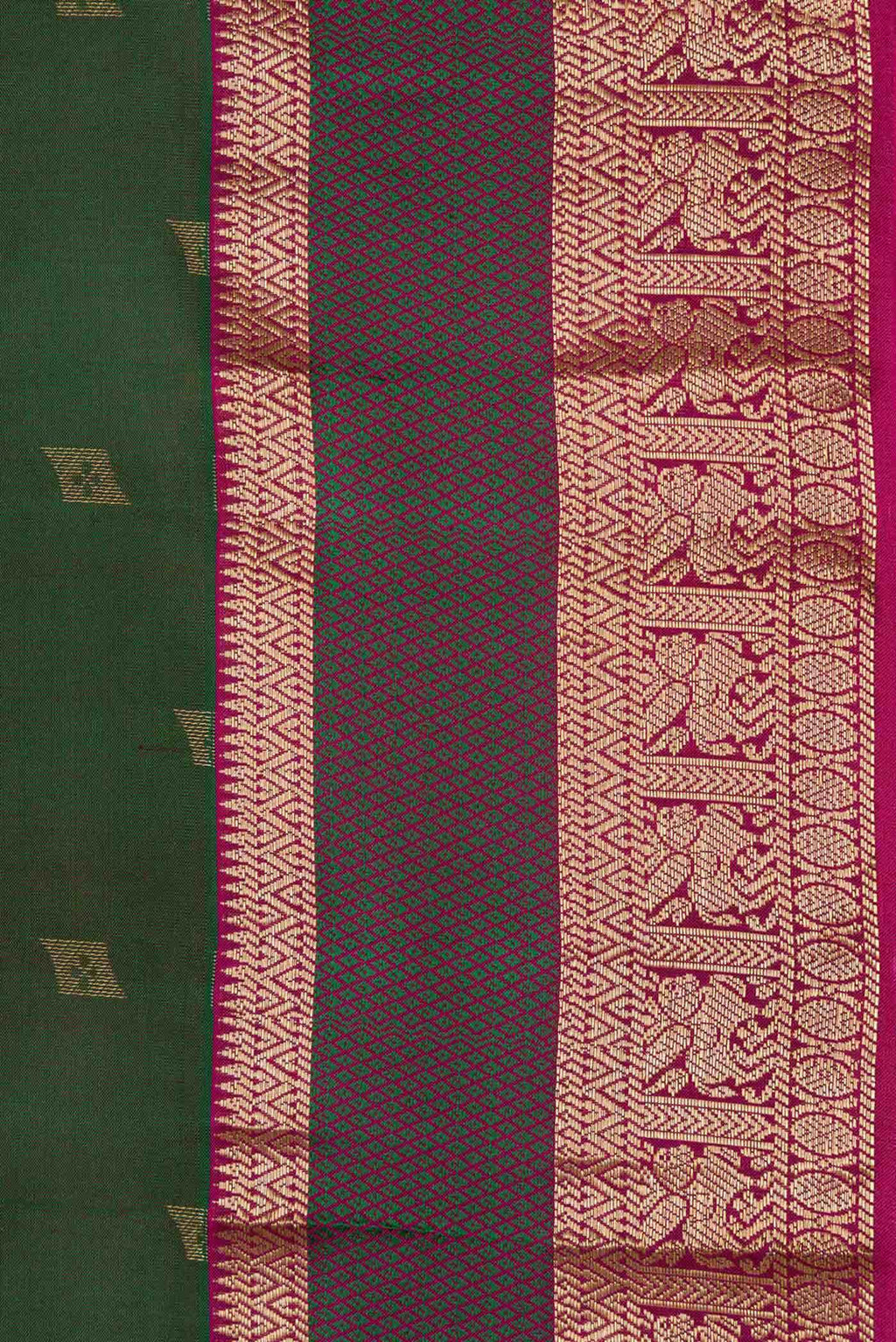 Bottle Green Dual Tone Kanchipuram Silk Saree