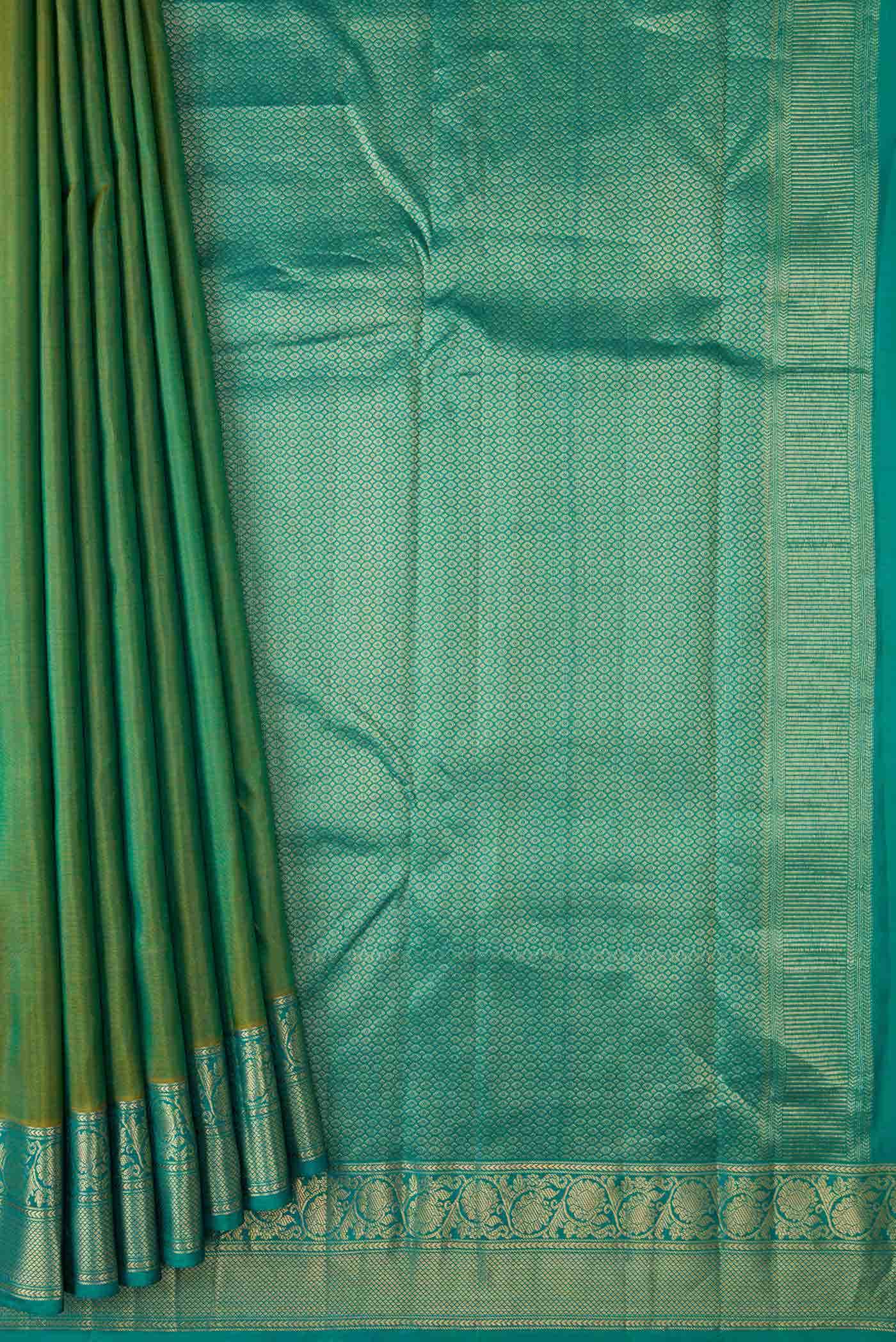 Mehandi Green Dual Tone Kanchipuram Silk Saree