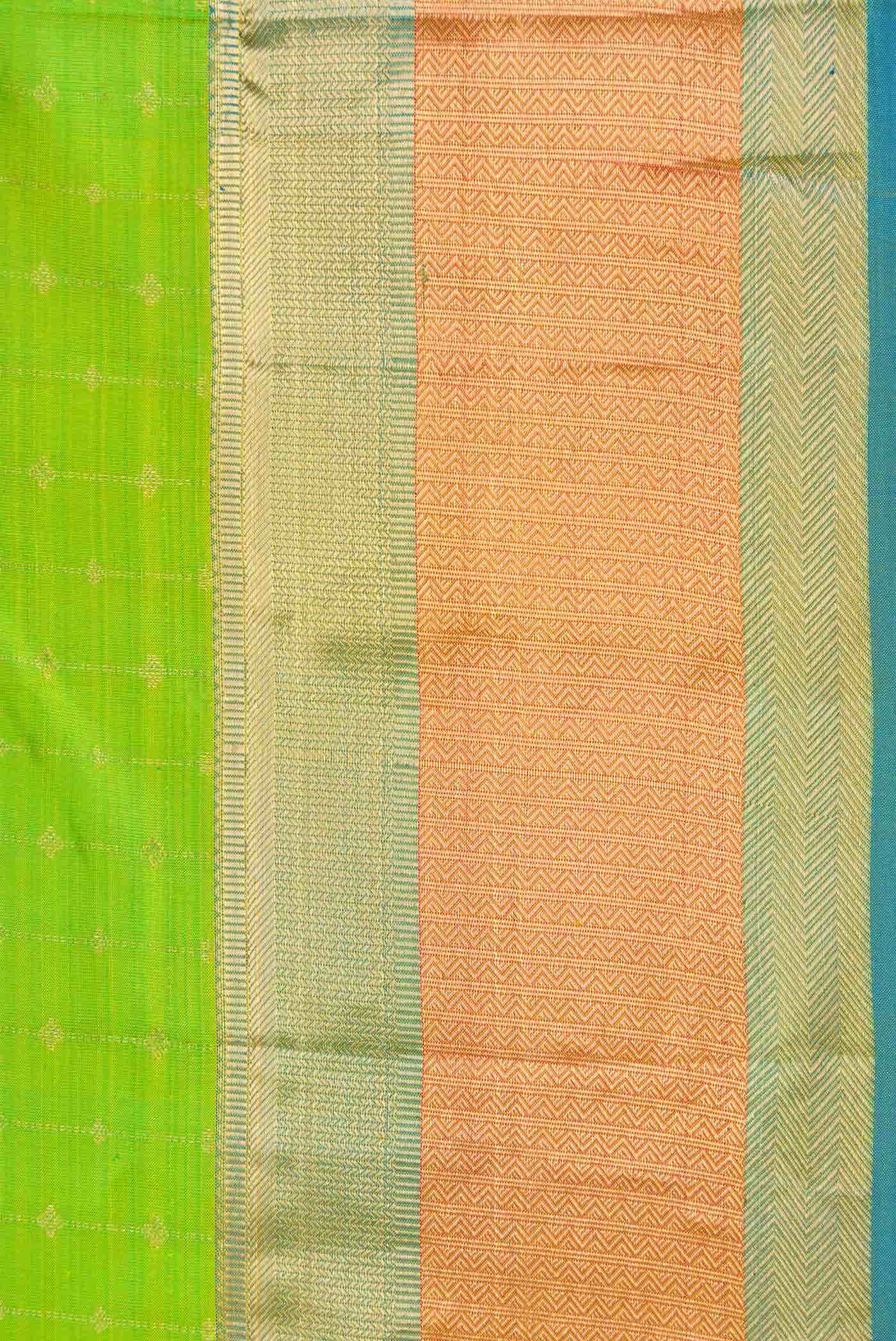 Parrot Green Dual Tone Kanchipuram Silk Saree