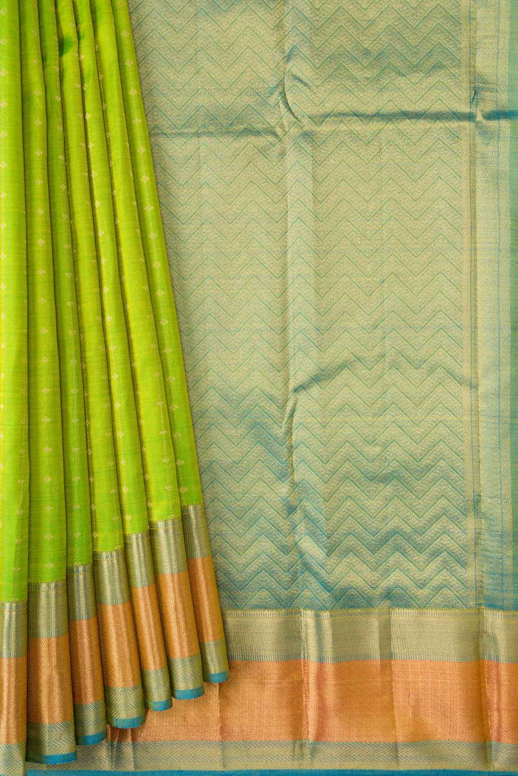 Parrot Green Dual Tone Kanchipuram Silk Saree