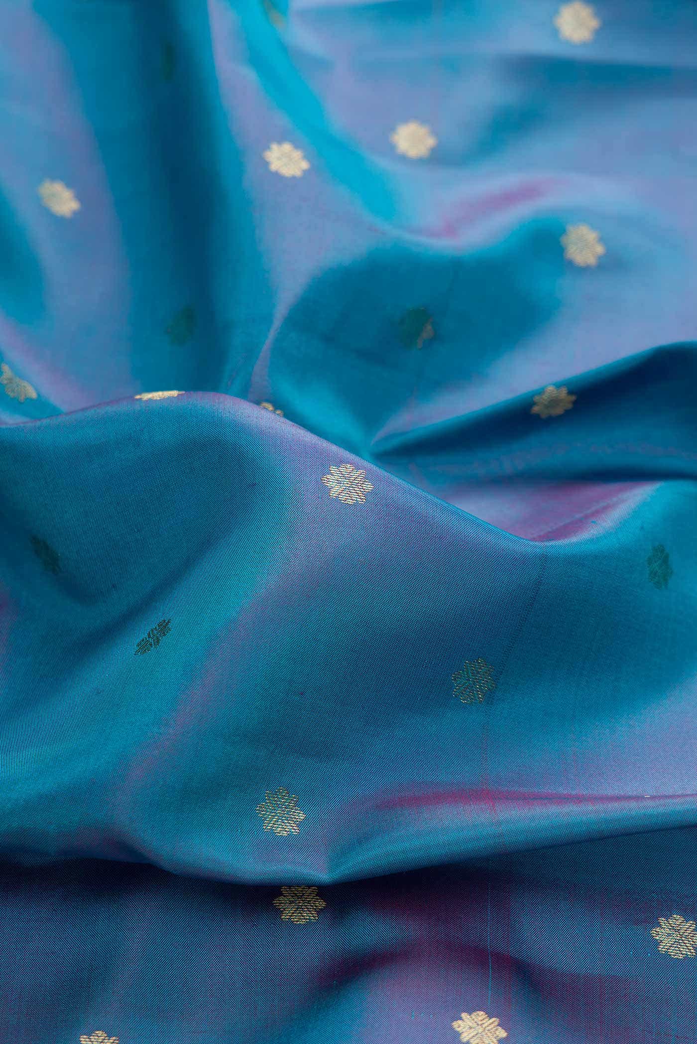 Peacock Blue Dual Tone Kanchipuram Silk Saree