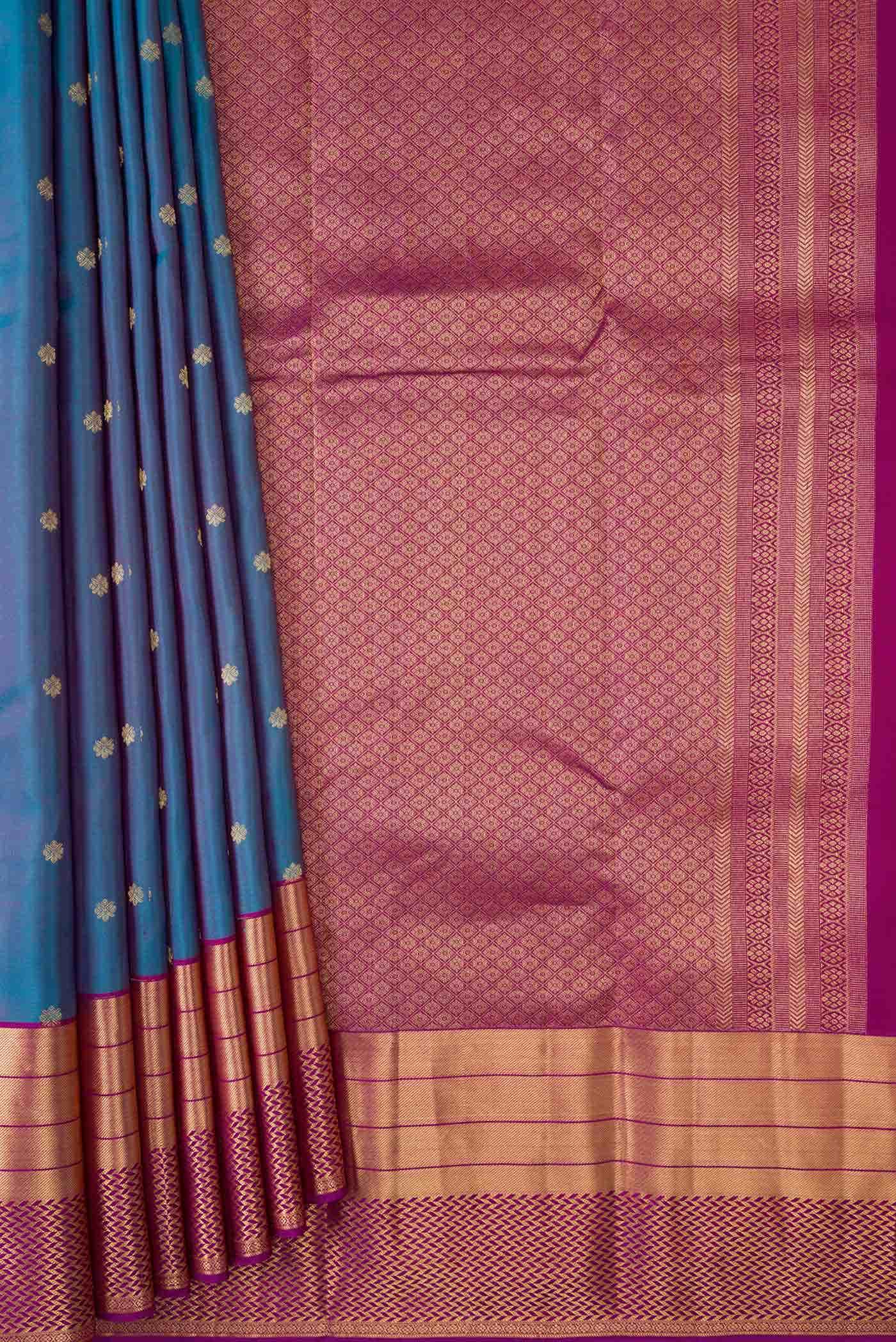 Peacock Blue Dual Tone Kanchipuram Silk Saree