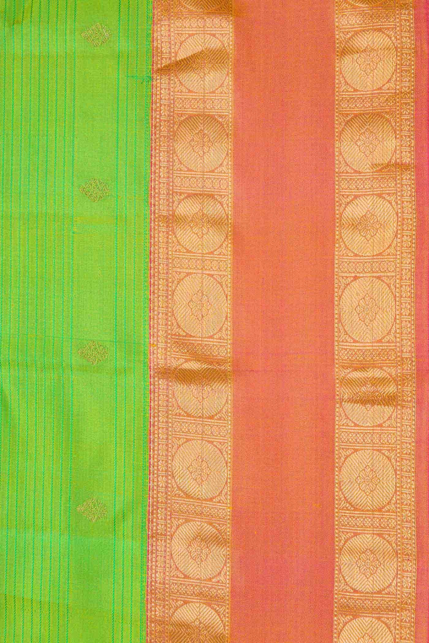 Parrot Green Dual Tone Kanchipuram Silk Saree