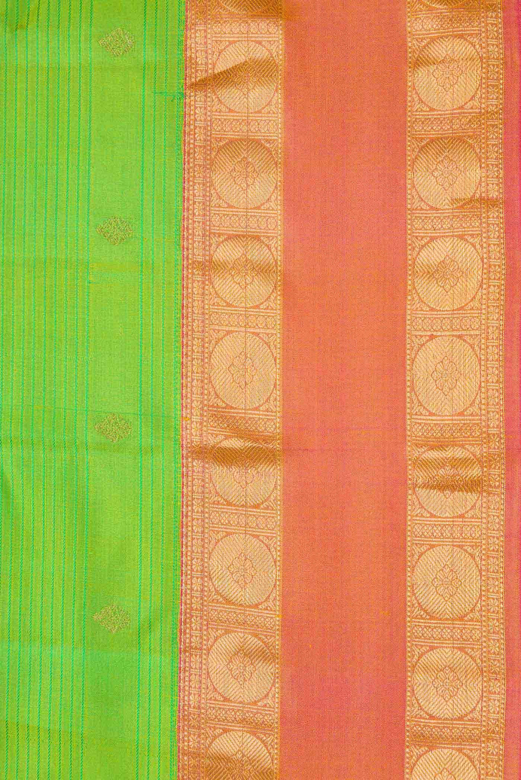 Parrot Green Dual Tone Kanchipuram Silk Saree