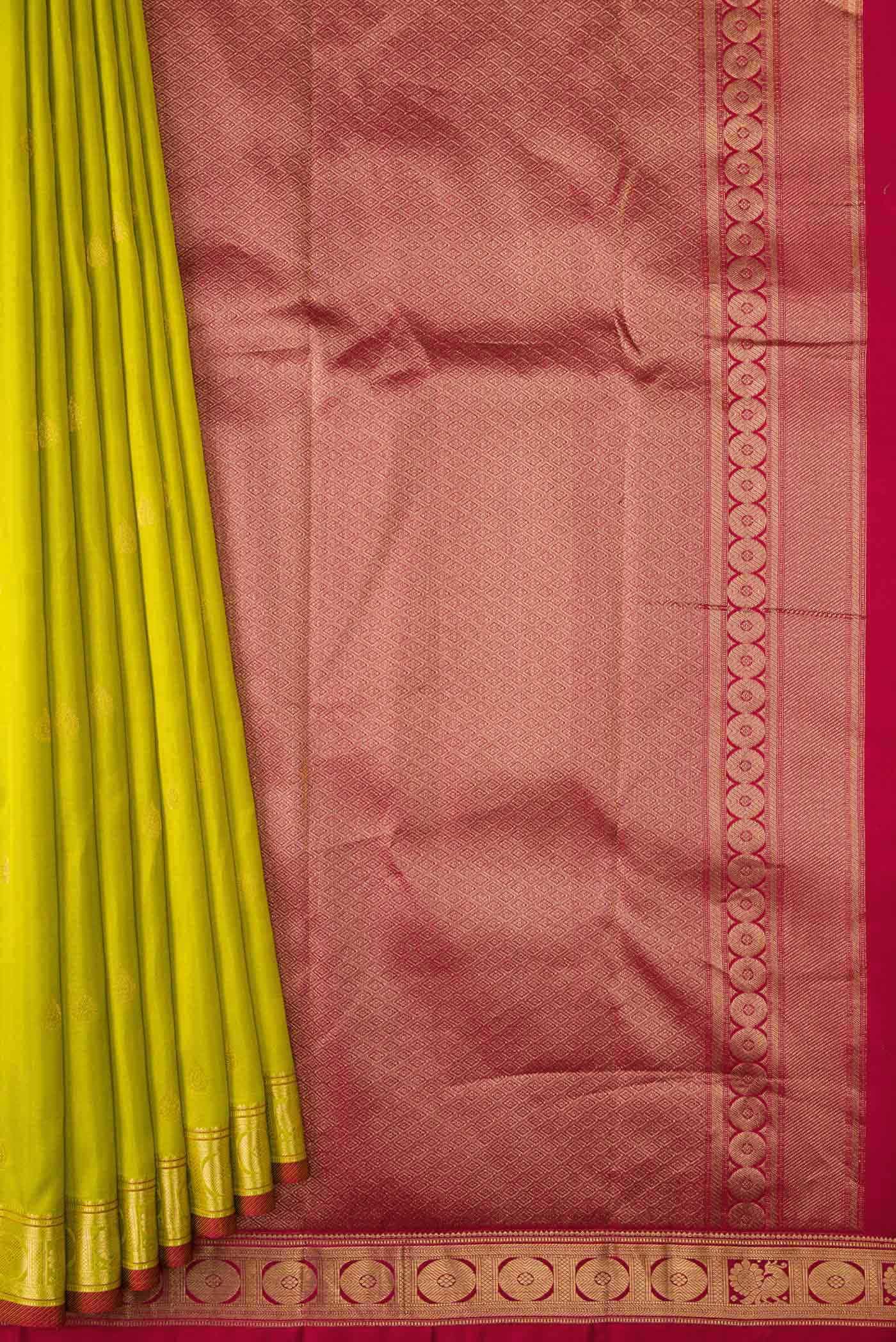 Parrot Green Dual Tone Kanchipuram Silk Saree