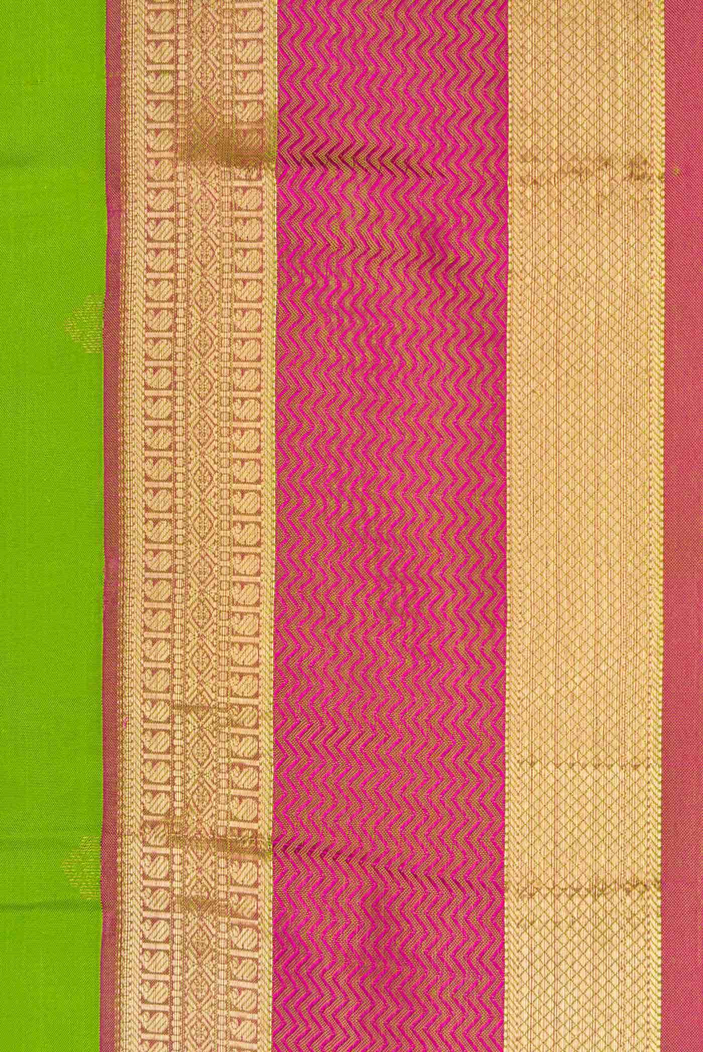 Parrot Green Dual Tone Kanchipuram Silk Saree