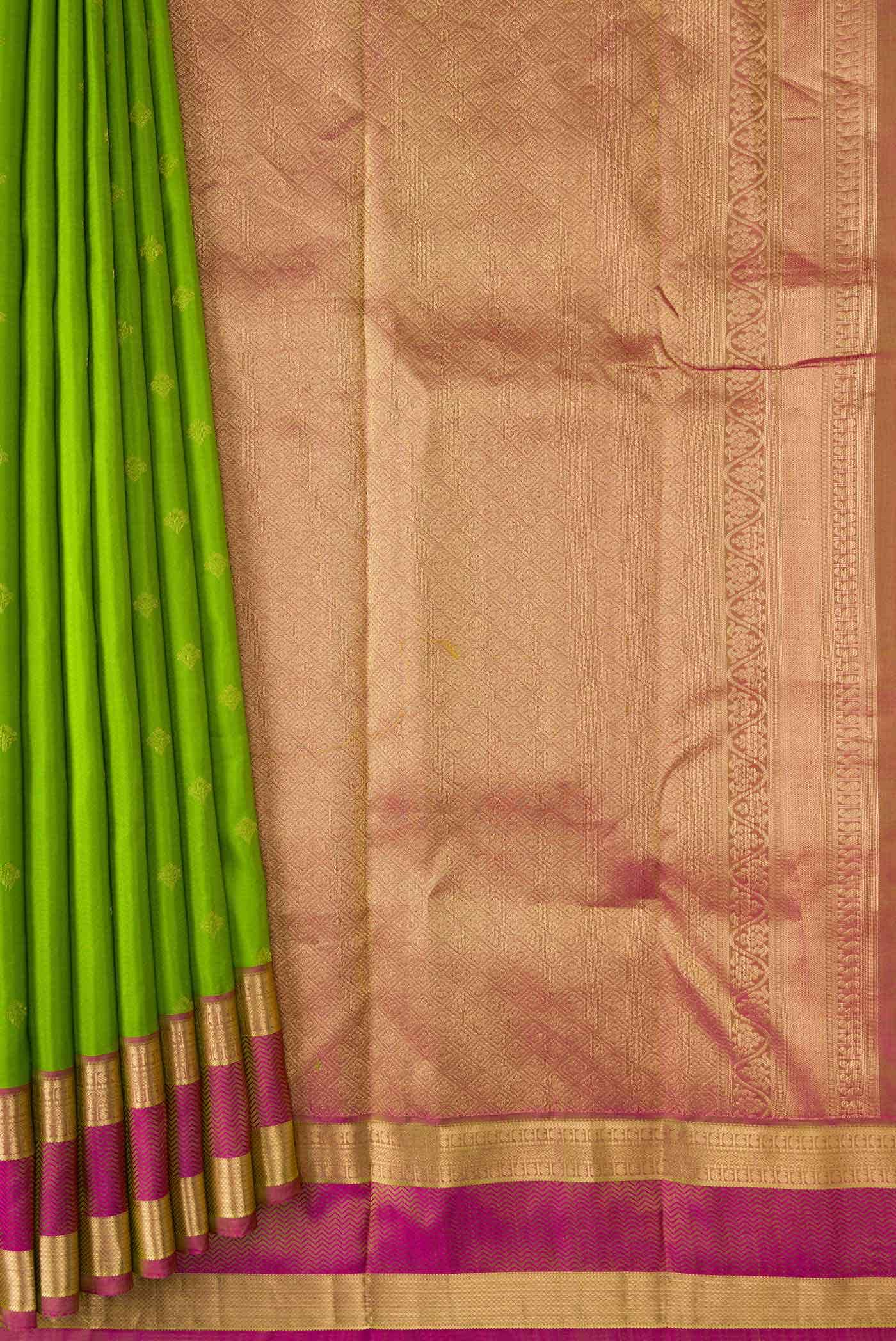 Parrot Green Dual Tone Kanchipuram Silk Saree