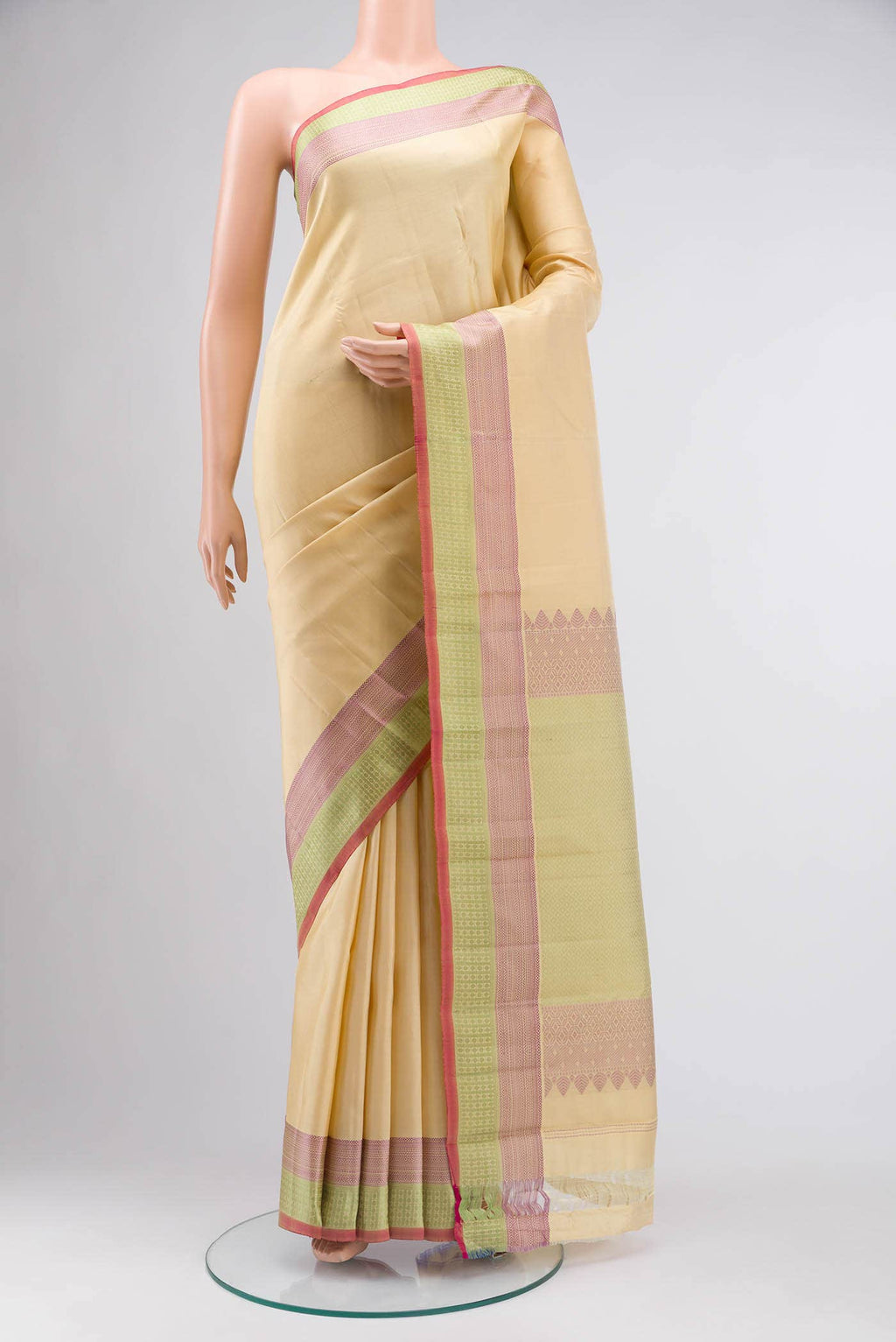 Beige Kanchipuram Silk Saree