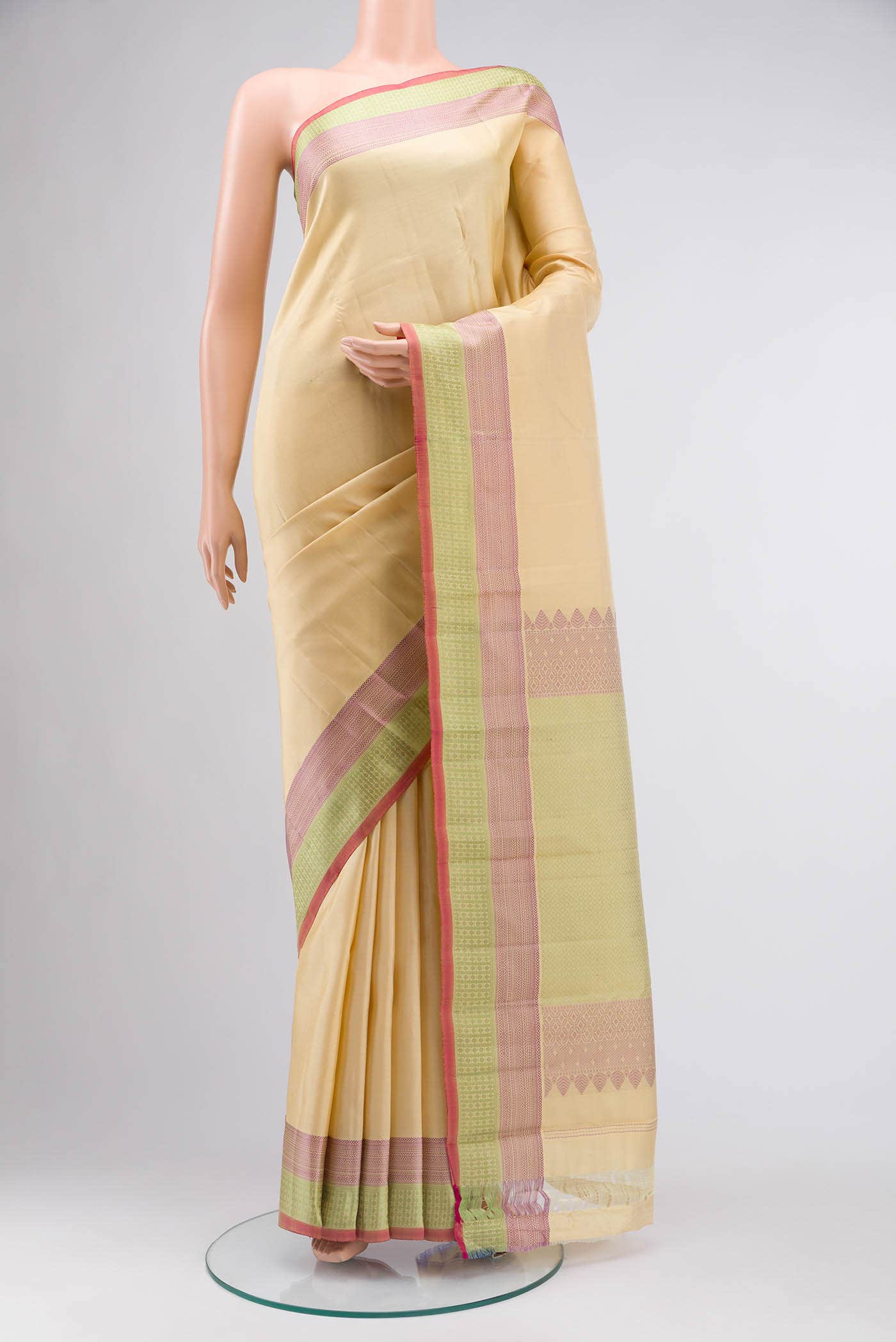Beige Kanchipuram Silk Saree