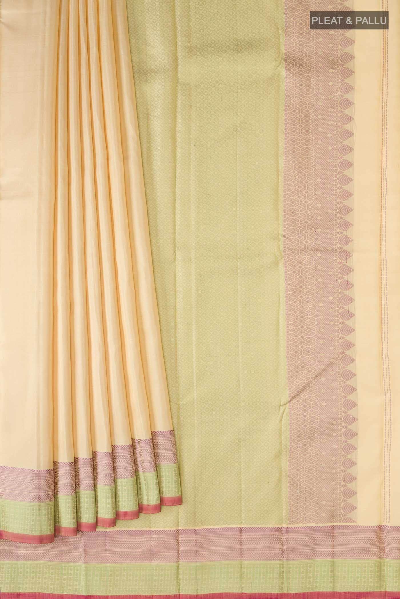 Beige Kanchipuram Silk Saree