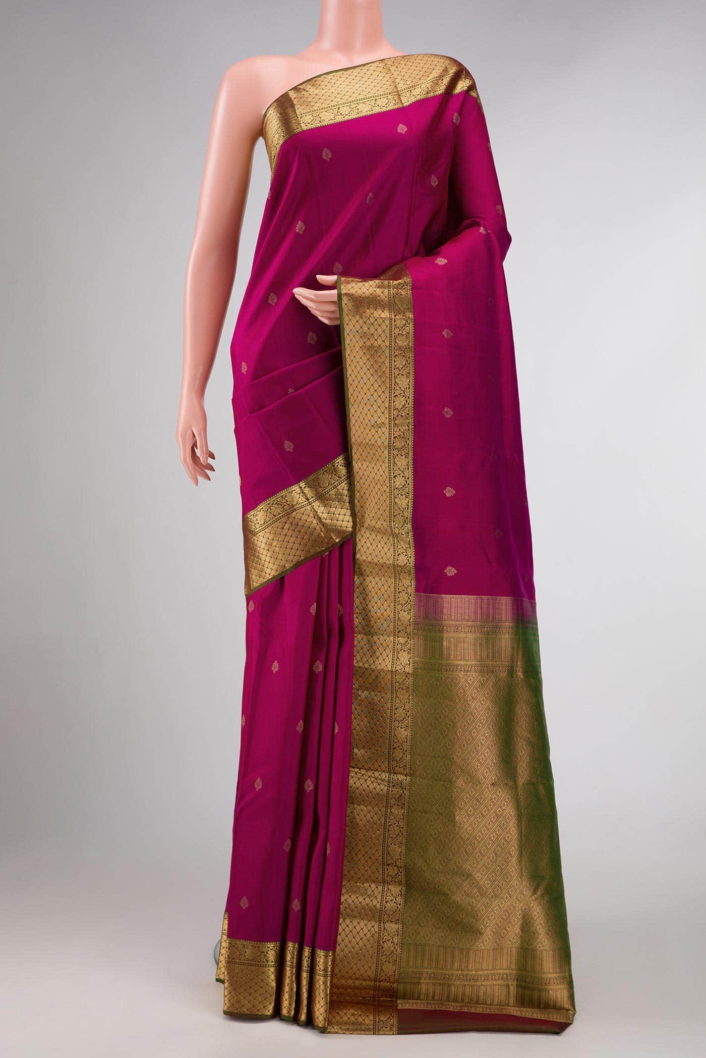 Dark Pink Dual Tone Kanchipuram Silk Saree