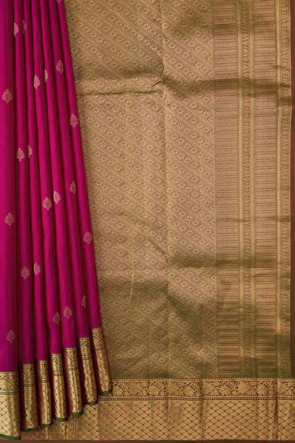 Dark Pink Dual Tone Kanchipuram Silk Saree