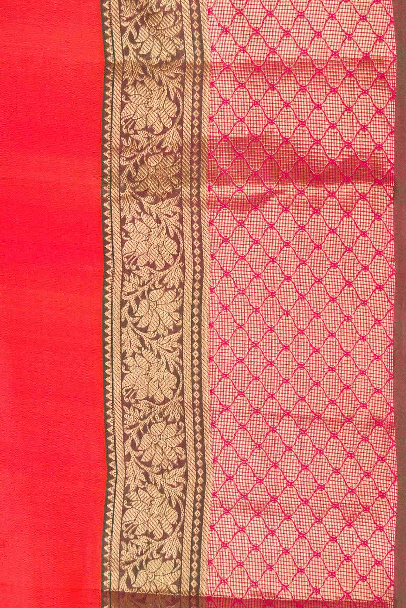 Coral Dual Tone Kanchipuram Silk Saree